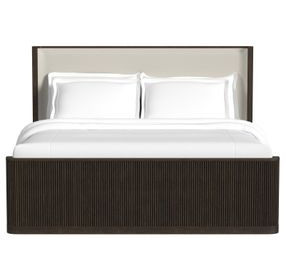 Sutton White and Dark Brown King Upholstered Platform Bed
