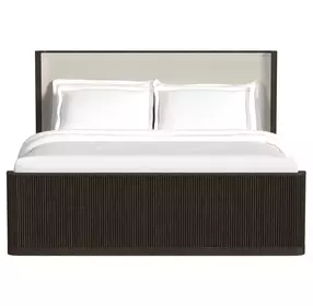 Sutton White and Dark Brown King Upholstered Platform Bed