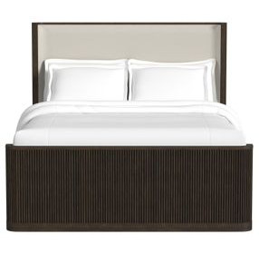 Sutton White and Dark Brown Queen Upholstered Platform Bed