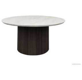 Sutton White and Dark Brown Round Marble Top Coffee Table