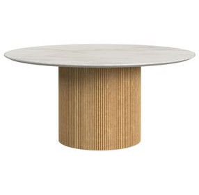 Sutton White and Natural Round Marble Top Coffee Table