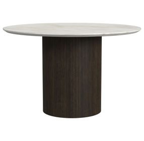 Sutton White and Dark Brown 47" Round Dining Table