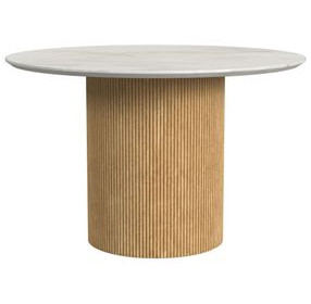 Sutton White and Natural 52" Round Dining Table