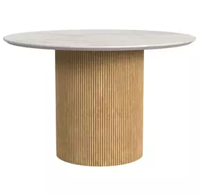Sutton White and Natural 52" Round Dining Table