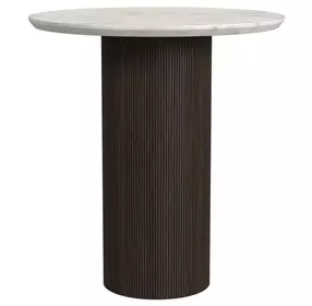 Sutton White and Dark Brown Round Marble Top End Table