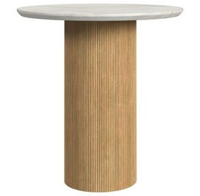 Sutton White and Natural Round End Table