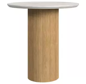Sutton White and Natural Round End Table