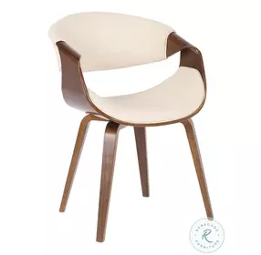 Symphony Walnut Wood And Cream Faux Leather Accent Dining Chair