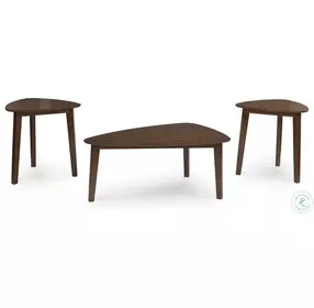 Lyncott Brown Triangular Occasional Table Set