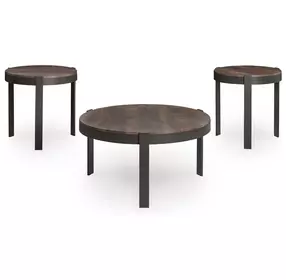 Horizon Hills Warm Rustic and Black 3 Piece Round Occasional Table Set