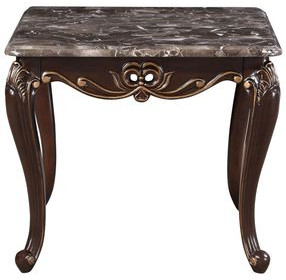 Constantine Cherry Rectangular Marble Top End Table