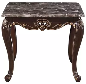 Constantine Cherry Rectangular Marble Top End Table