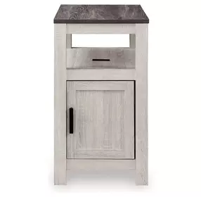 Fendenmore Brown Gray and Antique White Rectangular Chairside End Table with USB Charging