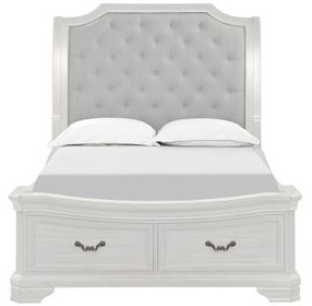 Lyndhurst Vintage White Sleigh Bed