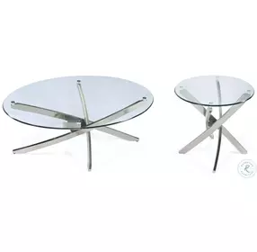 Zila Brushed Nickel Oval Occasional Table Set