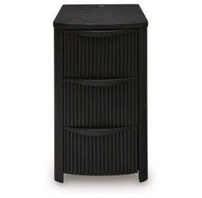 Camdill Black Rectangular Chairside End Table with USB Charging