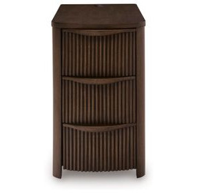 Camdill Dark Brown Rectangular Chairside End Table with USB Charging