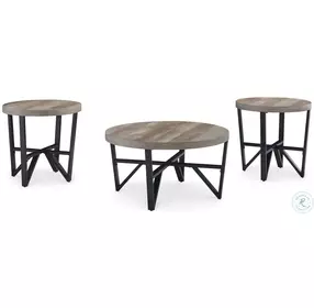 Deanlee Grayish Brown And Black Occasional Table Set of 3