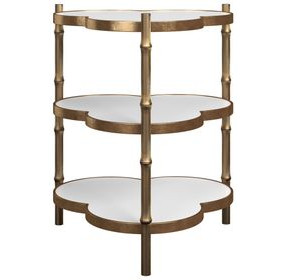 Eave Antique Brass and Milk Glass Free Form Accent Table