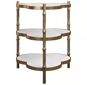 Eave Antique Brass and Milk Glass Free Form Accent Table