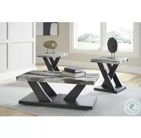 Cendill White Brown and Black Occasional Table Set