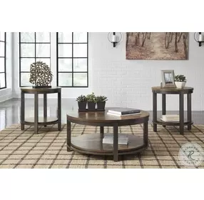 Roybeck Light Brown And Bronze 3 Piece Occasional Table Set