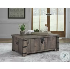 Hollum Rustic Brown Lift Top Occasional Table Set