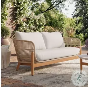 Solstice Beige Linen Outdoor Loveseat
