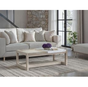 Preston Gallery Buff and Antique Silver Rectangular Marble Top Occassional Table Set