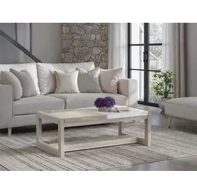 Northcrest Gallery Buff and Antique Silver Rectangular Marble Top Occassional Table Set