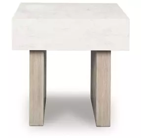 Jorlaina Light Grayish Brown And White Top Square End Table