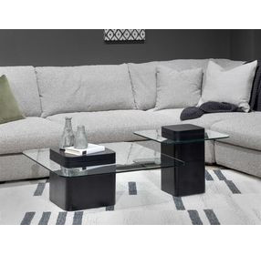 Donora Clear Glass and Obsidian Square Glass Top Occassional Table Set