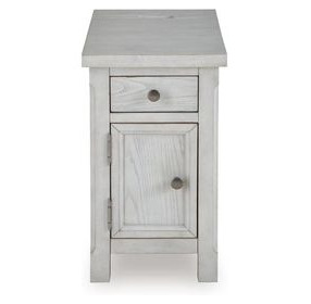 Robbinsdale Antique White Rectangular Chairside End Table with USB Charging