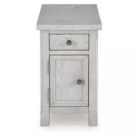Robbinsdale Antique White Rectangular Chairside End Table with USB Charging
