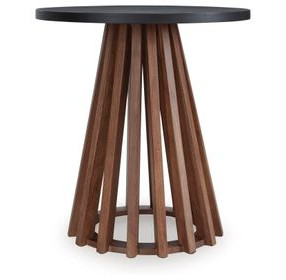 Kallari Warm Brown and Black Round End Table