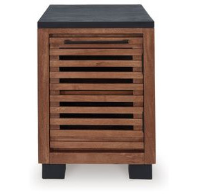 Kallari Warm Brown and Black Rectangular Chairside End Table