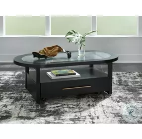 Winbardi Black Oval Occasional Table Set