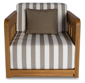 Adelaide Brown and White Upholstered Outdoor Accent Chair