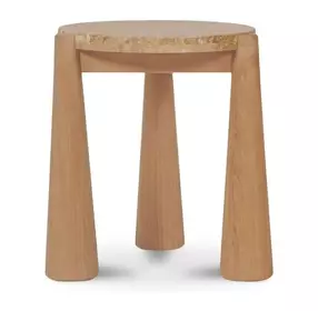 Pax Natural Outdoor Round Travertine Top Side Table