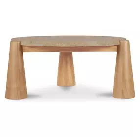 Pax Natural Outdoor Round Travertine Top Coffee Table