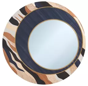 Orbis Brown and Gray Round Tranche Wall Mirror