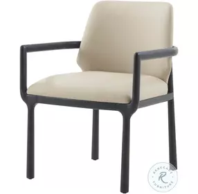 Kesden Silent Black Leather Upholstered Dining Arm Chair