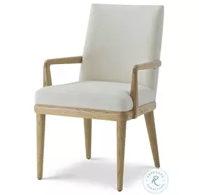 Essence Blonde And Marshmallow Performance Fabric Dining Arm Chair Set of 2