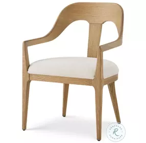 Essence Blonde And Marshmallow Performance Fabric Slat Back Dining Arm Chair Set of 2