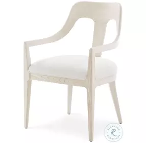 Essence Opal And Marshmallow Performance Fabric Slat Back Dining Arm Chair Set of 2