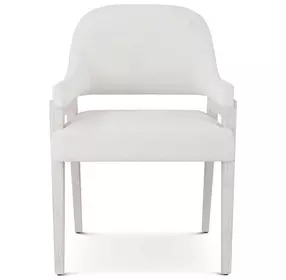 Coastal White and Sandbar Upholstered Delray Dining Arm Chair Set of 2