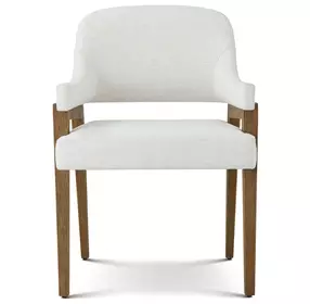 Coastal White and Tobacco Upholstered Delray Dining Arm Chair Set of 2