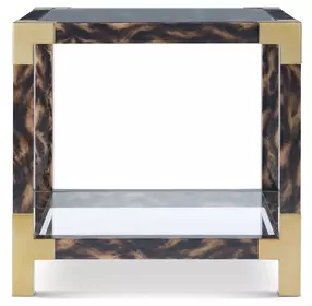 Arakan Calico and Gold Square Glass Top Side Table