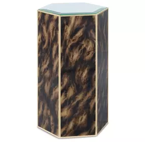 Arakan Calico and Gold Hexagonal Glass Top Drink Table