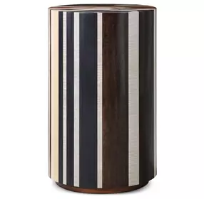 Orbis Brown and Beige Round Striata Drink Table